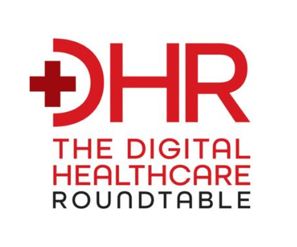 Logo for The Digital Healthcare Roundtable. Red 'DHR' with a medical cross integrated into the 'D'.